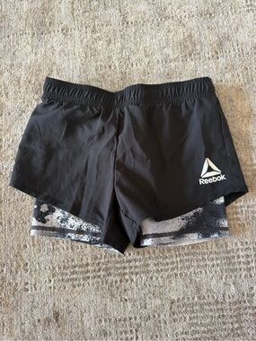 Reebok Girls Black Layered Active Shorts